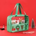 thumbnail image 1 of Juego de neceseres navideños transparentes - Organizador de artículos de tocador de viaje con bordado festivo de Papá Noel y árbol Un neceser de maquillaje, 1 of 5
