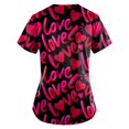thumbnail image 3 of BDPORKAS Womens Print Scrub Tops Cute Love Heart Print Plus Size Fun Short Sleeve V Neck Blouse Tee Top Working Uniform for Women Medical Scrubs for Women Workwear, 3 of 3
