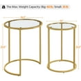 thumbnail image 2 of Round Nesting Side Table Stacking Coffee Table, Set of 2 Circular End Tables w/Metal Frame & Tempered Glass Top & Protective Foot Pads for Small Space Living Room Office, Mustard Gold, 2 of 12