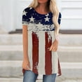 thumbnail image 1 of Lilgiuy Women Casual T-shirt Independence Day Printed Round Neck Blouse Short Sleeve Pullover Tops, 1 of 4