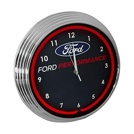 Neonetics Ford Performance Red Neon Wall Clock, 15-Inch, Rim, Chrome Hands