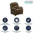 thumbnail image 4 of Deluxe Padded Contemporary Brown Microfiber Kids Recliner with Storage Arms, 4 of 9