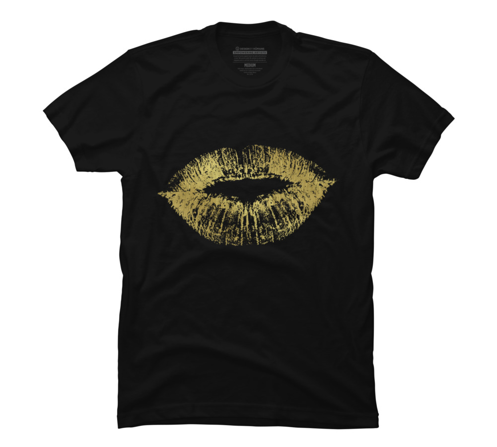 Gold Kiss Lips Mens Graphic Tee 