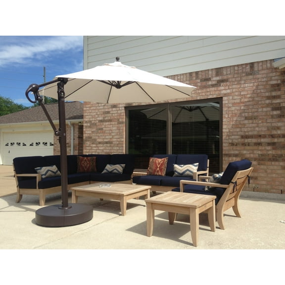 Grade-A Teak Wood Sectional Sofa Set: 7Pc 7 Seater: 2 Sofas(Left & Right),CornerPc, Coffee Table, Side Table, Lounge Arm & Armless Chair - Furniture only- Atnas COLLECTION #WMSSSAT1