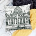 thumbnail image 2 of BANET Art Throw Pillow Cushion Cover, Monochrome Historical Architecture Themed Art Sketch Print of in , Decorative Square Accent Pillow Case 18x18in, 2 of 5