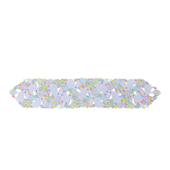 Easter Decorations for The Home, Easter Table Runner Bunny Eggs Embroidered Tables Runner Tablecloth Easter Decoration Suitable for Tables Party