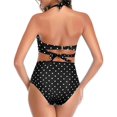 thumbnail image 5 of Women's Vintage Swimsuits Deep Blue Retro Halter Ruched High Waist Bikini with Bottom M, 5 of 6