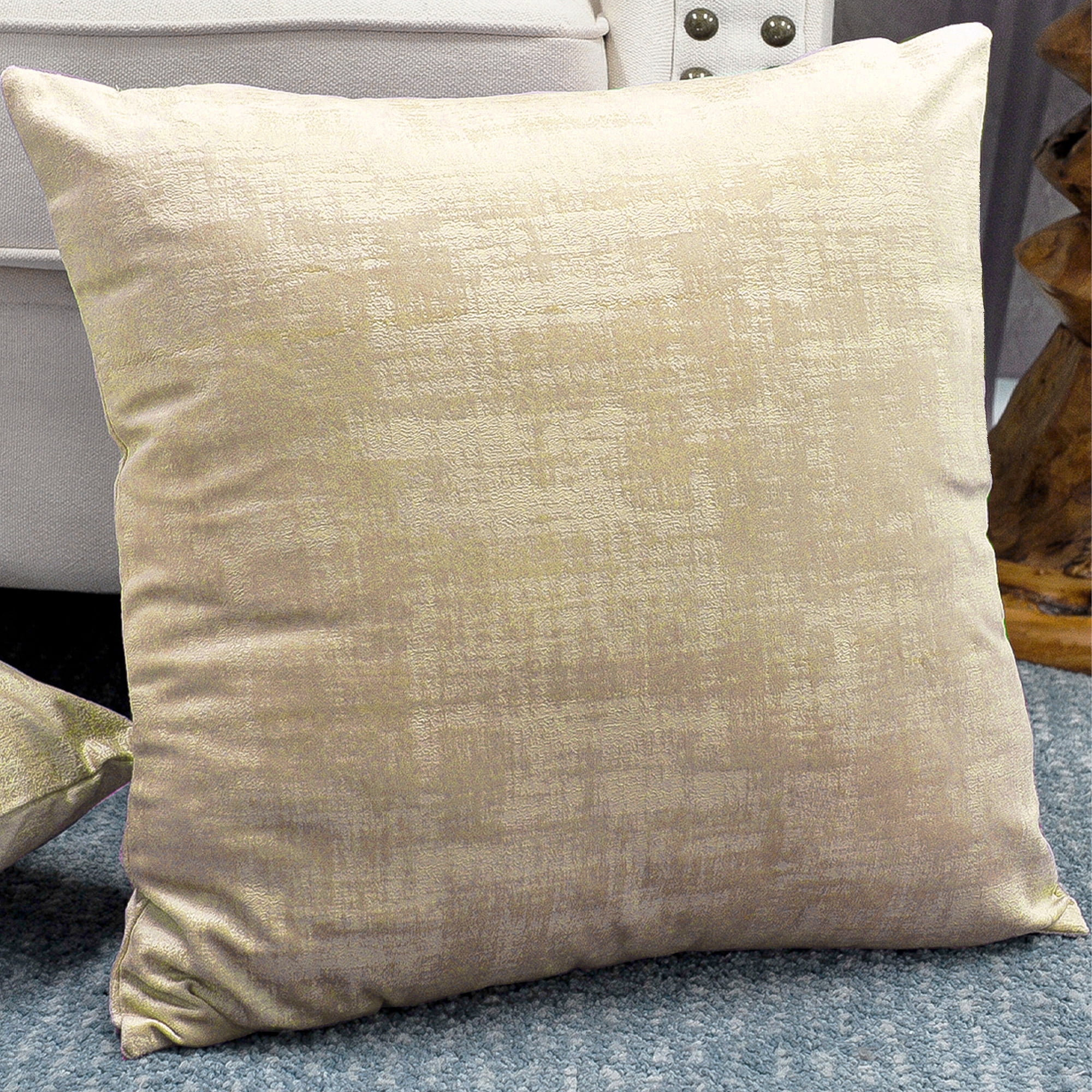 Home Soft Things Textured Velvet 4 Piece Throw Pillow Cover Set - Almond Buff - 20" x 20"