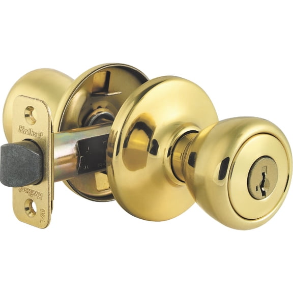 Kwikset Tylo Entry Knob featuring SmartKey® in Polished Brass