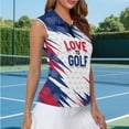 thumbnail image 3 of XYZCANDO Golf Pattern Golf Sleeveless Tops for Womens Versatile Stretchy Sleeveless Women Tennis Shirt XL Elastic Soft Zip Up Golfs Tops for Women Collared Tank Top, 3 of 7