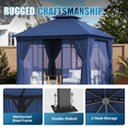 thumbnail image 4 of Sunmthink Outdoor Gazebo for Patio 10'x10', Metal Frame Canopy with Double Roofs, Heavy Duty Party Tent and Shelter with Mosquito Netting and Privacy Screen for Backyard,Garden,Deck (Blue), 4 of 9