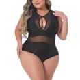 thumbnail image 2 of Agnes Orinda Plus Size One Piece Swimsuit for Women Sexy Mesh Bathing Suits Open Back Tie Plunge Swimwear, 2 of 7