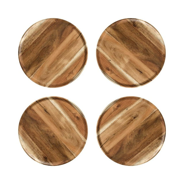 4pcs Wooden Plates Multipurpose Serving Dishes Reusable Easy to Clean Reusable Serving Tray for Home Kitchen Restaurant Party Banquet