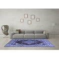 thumbnail image 3 of Ahgly Company Machine Washable Indoor Round Oriental Blue Industrial Area Rugs, 8' Round, 3 of 4