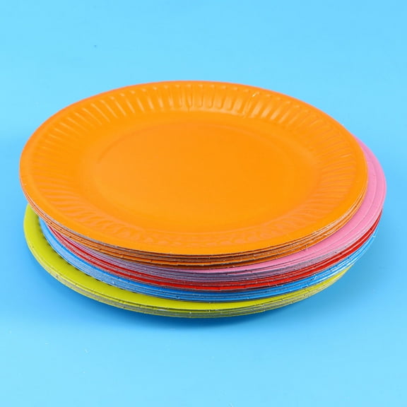 HEALEEP Assorted Color Paper Plates for Cake Holding EcoFriendly Disposable Party Supplies 9 inches