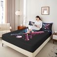 thumbnail image 3 of Erosebridal Light Purple Dripping Black Background Crossed Baseball Bats & Helmet Graphic Queen Sheet Sets 4 Pieces, Playful Graphic Bed Set for Boys And Girls Kids,Super Cozy Room Decor, 3 of 5