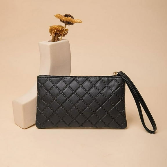 IKOMMI Long PU Leather Double Zipper Clutch Women's Cell Phone Bag Coin Purse Card Holder Wallet Lady Wristlet