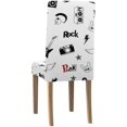 thumbnail image 2 of KXMDXA Rock and Roll Doodles Music Signs Rock Star Stretch Chair Cover Protector Seat Slipcover for Dining Room Hotel Wedding Party Set of 1, 2 of 5