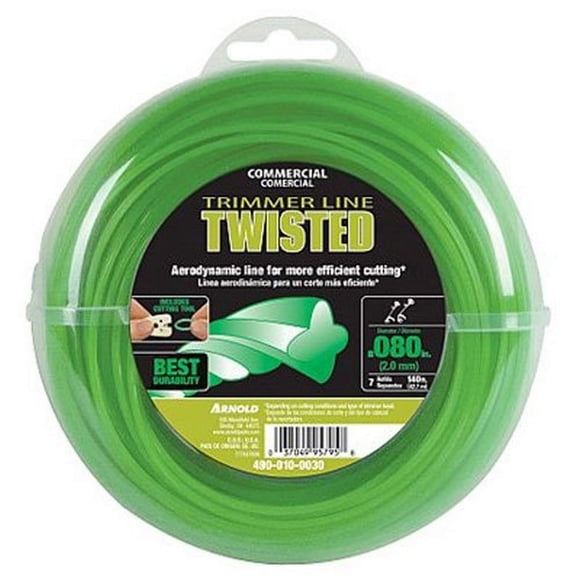 Hilo para desbrozadora Arnold .08in x 43 m trenzado verde