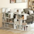 thumbnail image 2 of Giantex S-Shaped Bookshelf, Geometric Bookcase w/Open Shelves, Wood Standing Shelf, White, 2 of 8