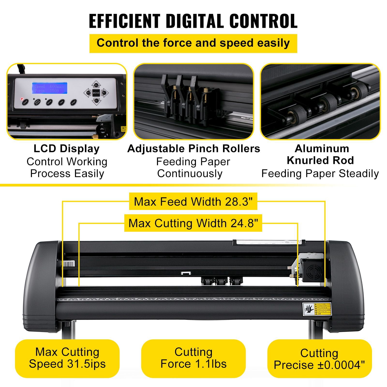 Vinyl Cutter Machine, 28inch Vinyl Plotter, LCD Display Plotter Cutter, Adjustable Double-Spring Pinch Rollers Sign Cutting Plotter, Plotter with Signmaster Software for Design and Cut