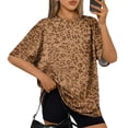 thumbnail image 2 of Leopard Print Shirts For Women Crew Neck Short Sleeve Oversized Tshirts Womens Casual Athletic Loose Fit Trendy Tee For Workout & Daily Wear, 2 of 4