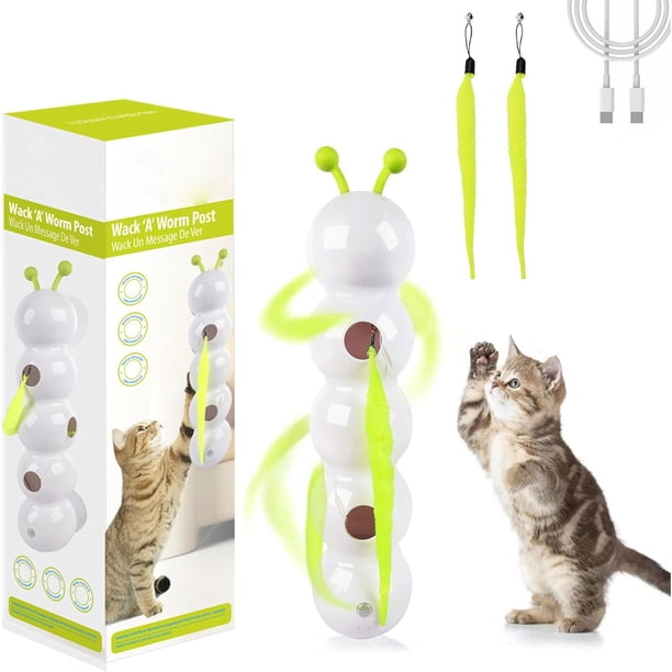 Methold Juguete interactivo de estimulación con gusano ABS y ventosa, juguete deportivo inteligente para gatos domésticos aburridos. Juguetes para gatos