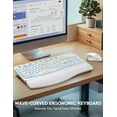 thumbnail image 5 of Wireless Keyboard and Mouse Combo - Ergonomic Wave Rechargeable Keyboard with Soft Leather Wrist Rest, RGB Backlit -White, 5 of 9