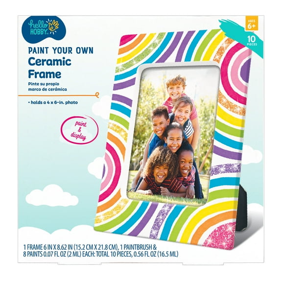 Hello Hobby Paint Your Own Ceramic Frame Kit, White