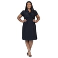thumbnail image 3 of Plus Size V Neck Faux Wrap Bust Knee Length Dress, 3 of 9