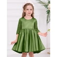 thumbnail image 4 of OBEEII Formal Satin Dress for Toddler Girl Birthday Party Wedding Floral Lace Dresses Knee Length Princess Dress with Bow-Knot First Communion for Age 6M-6T, 4 of 8