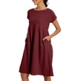 thumbnail image 2 of Clothing 2025 Dresses for Women 2025 Summer Cotton Linen Solid Gauze Dress Loose Casual Beach Vacation Flowy Midi Dress with Pockets, 2 of 8