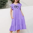 thumbnail image 4 of Girls Toddler Dress Summer Double Layer Flutter Sleeve Flowy A Line Gradient Midi Dresses For Kid Infant size 10-11T, 4 of 7