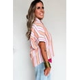 thumbnail image 3 of Chic Pink Stripe Button-Up Shirt for Women – Ideal for Everyday Outfits and Summer Outings, L, 3 of 12