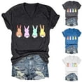 thumbnail image 4 of WNEGSTG Easter T Shirts for Women, Short Sleeve V Neck Bunny Print Graphic Tee, Women's Pastel Bunnies Print V Neck T Shirt, Gray XL, 4 of 4