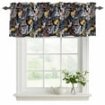 thumbnail image 2 of 2 Pack Valances for Windows, Wildflowers Blossom Window Valances for Living Room/Bedroom/Bathroom, Black Spring Garden Botanical Floral Light Filtering Kitchen Curtain Valance 42"W x18" L, 2 of 9
