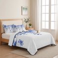 thumbnail image 5 of Twin Quilt Set 68''x86'', Blue Eucalyptus Lightweight Summer Bedspread Coverlet Set with 2 Pillow Shams, Botanical Plant Rustic Succulent Branch Breathable All Season Quilt Bedding for Dorm/Bedroom, 5 of 9