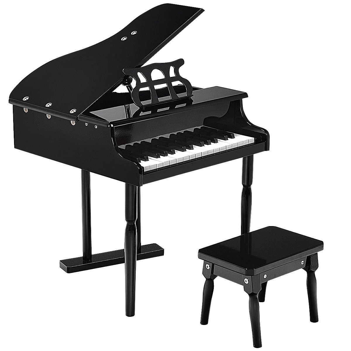 Baby Children Wooden Grand Piano 30 Keys W/ Bench Holder Music Toy Gift White 