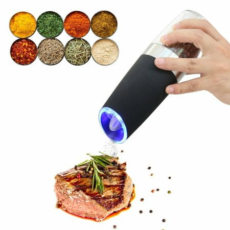 Gravity Electric Salt and Pepper Grinder Set, Automatic Pepper and Salt Mill Grinder Battery-Operated with Adjustable Coarseness, LED Light, Christmas Gifts 1-Pack Gravity Electric Salt and Pepper Grinder Set, Automatic Pepper and Salt Mill Grinder Battery-Operated with Adjustable Coarseness, LED Light, Christmas Gifts 1-Pack