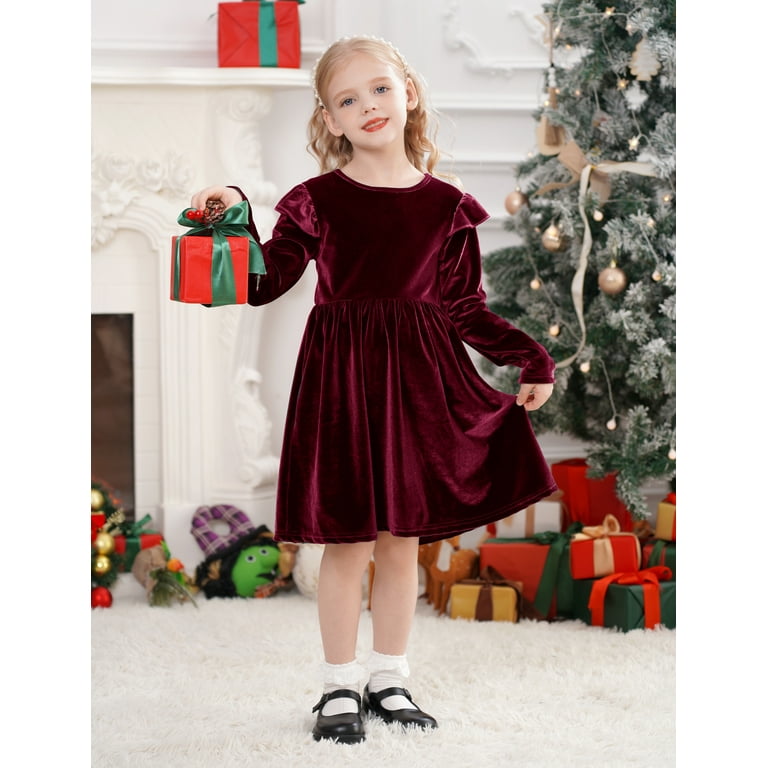 IDOPIP Toddler Baby Girls Velvet Tutu Dress Ruffle Long Sleeve Princess  Pageant Party Wedding Dresses Fall Winter Clothes Infant Kids Birthday  Holiday Playwear Dresses Outfits - Walmart.com