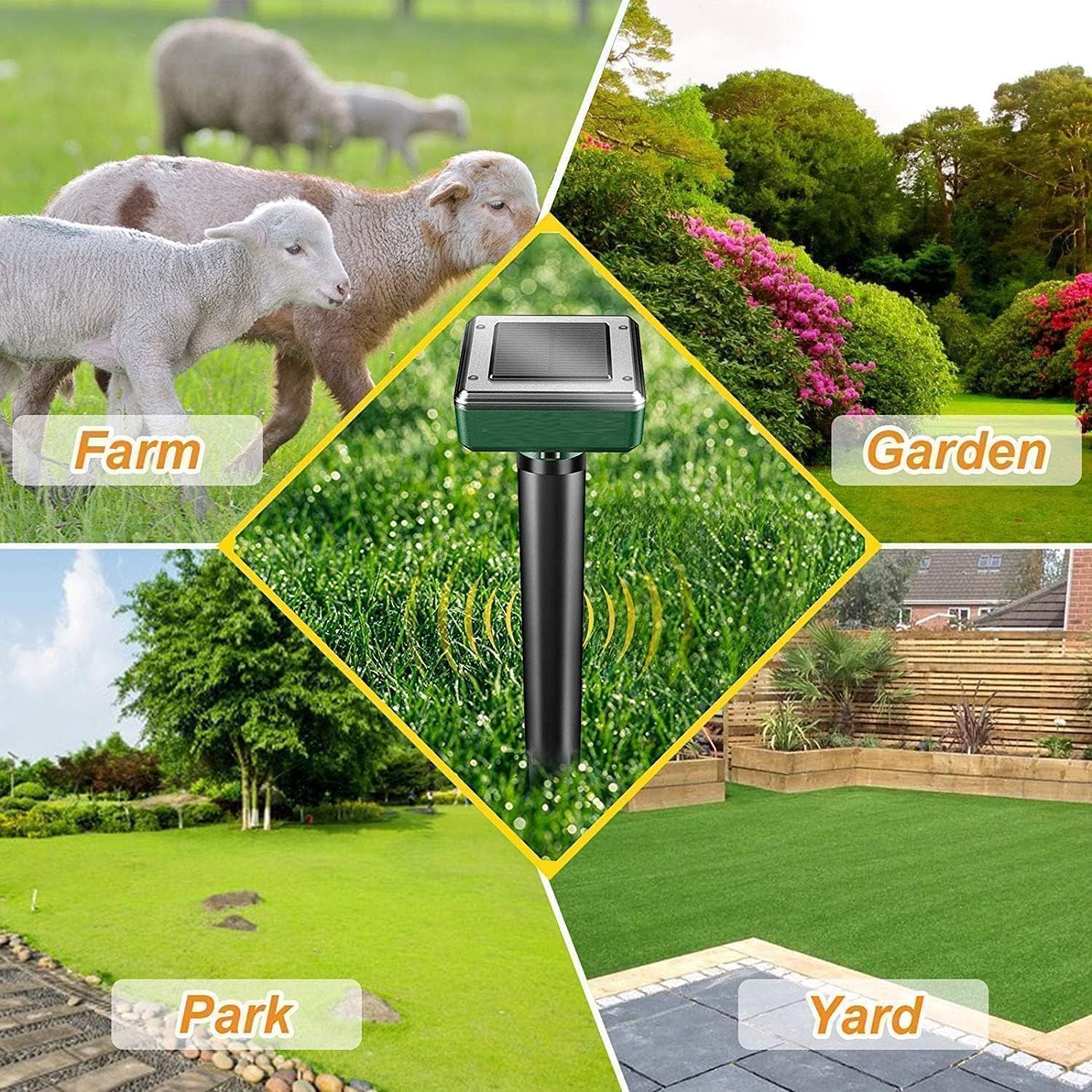 Solar Powered Mole Repeller Gopher Deterrent 8 Pack Outdoor Groundhog Repellent Ultrasonic Snake Armadillo Repeller Waterproof Effective for Yard Lawn Garden
