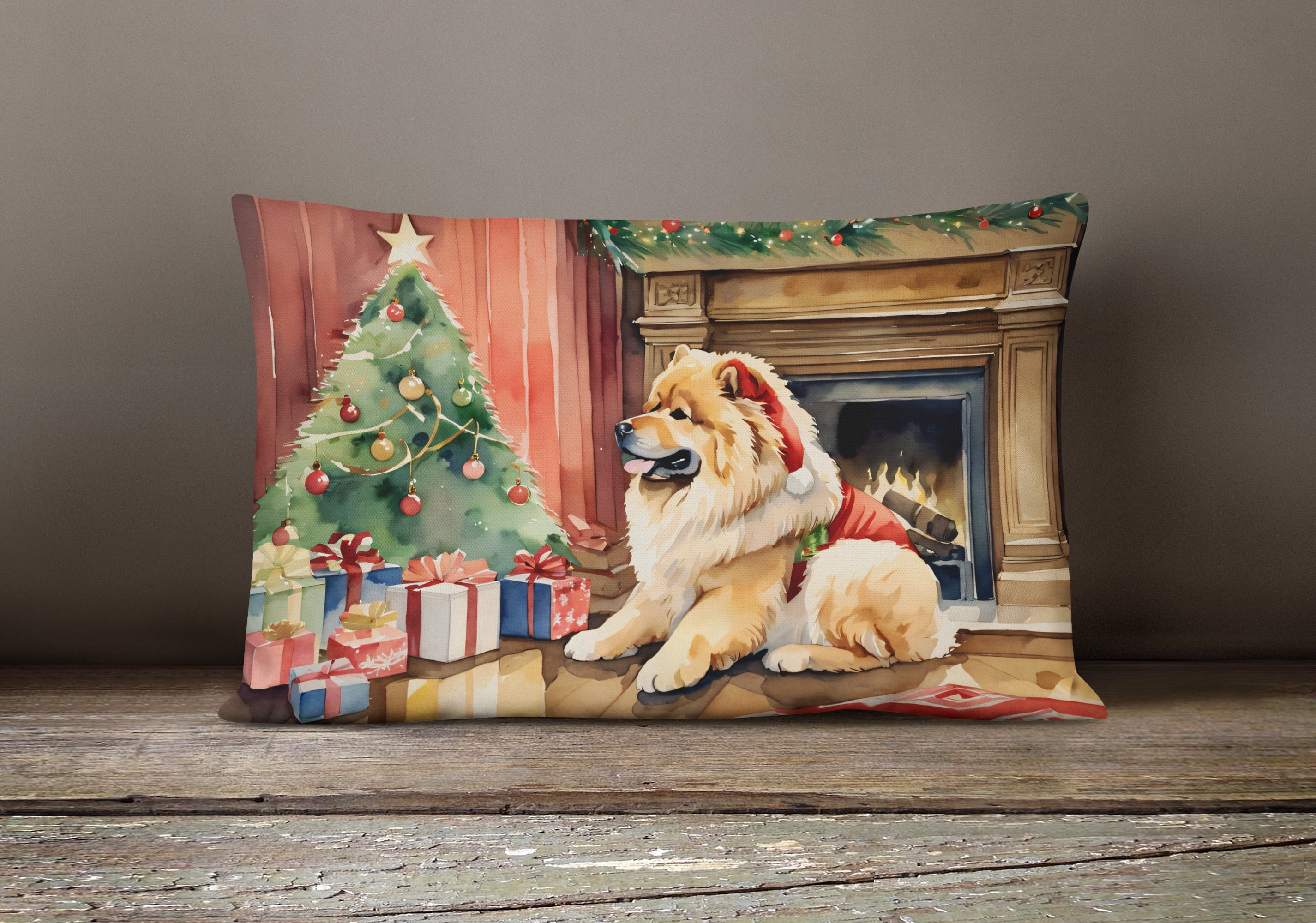 Chow Chow Cozy Christmas Throw Pillow 12 in x 16 in