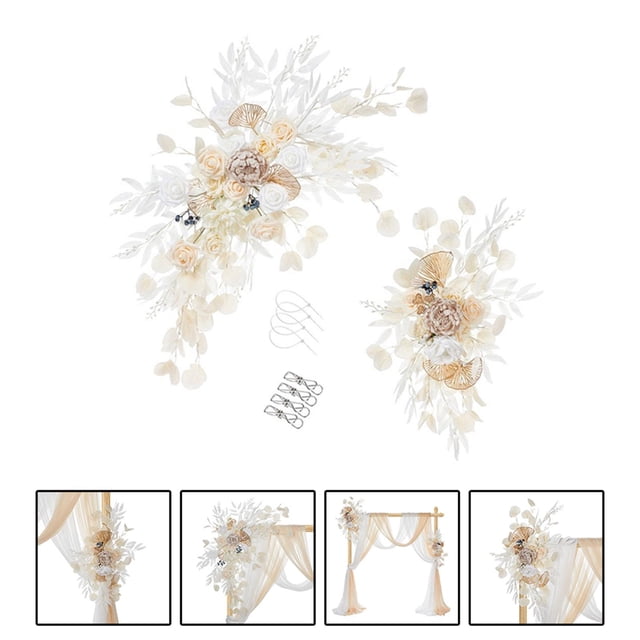 2 piezas de arco de boda con flores, arreglo floral, rosas falsas colgantes, guirnalda de flores artificiales, fondo floral para decoración de bodas Medio