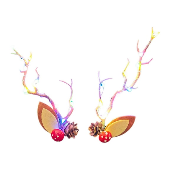 WEGFTDUOP Glowing Bands Christmas Headdress Antler Hair Clips Hair Bands Mori Fairys Headband Hair Accessories Female Event Decoration Props