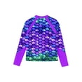 Mufeng Kids Girls Mermaid Fish Scales Swim Shirt Long Sleeve Rash Guard