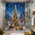 thumbnail image 4 of Dongrens Christmas Shower Curtain, Winter Xmas Tree Printed Waterproof Bath Curtain with Hooks for Bathroom Home Holiday Decor, 59x71 Inch, 4 of 6