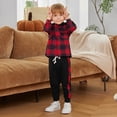 thumbnail image 3 of URMAGIC Toddler Boy Clothes Hoodie Sweatsuit Outfits Kids Flannel Plaid Shirt Top Pants Set for Fall Winter Spring 1-5T, 3 of 11