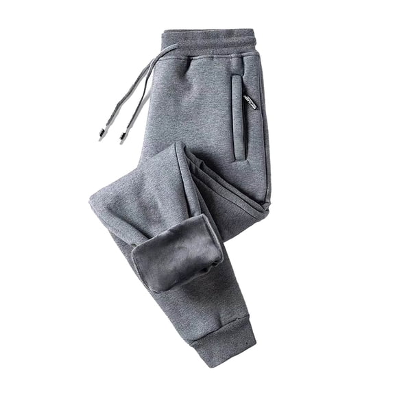 JANGSLNG Men Cargo Pants Plush Lining Thicken Autumn Winter Thermal Zipper Pockets Sweatpants for Daily Wear