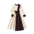 thumbnail image 2 of THDHVS Girls Dresses,Girls Print Colorblock Tie Waist Dress Round Neck Long Sleeve Elegant Knee Length Summer,Dresses for Girls 9-10 Years, 2 of 7