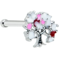 Body Candy Womens 20G Steel Nose Ring White Pink Fruit Tree Nose Stud Nose Bone 1/4